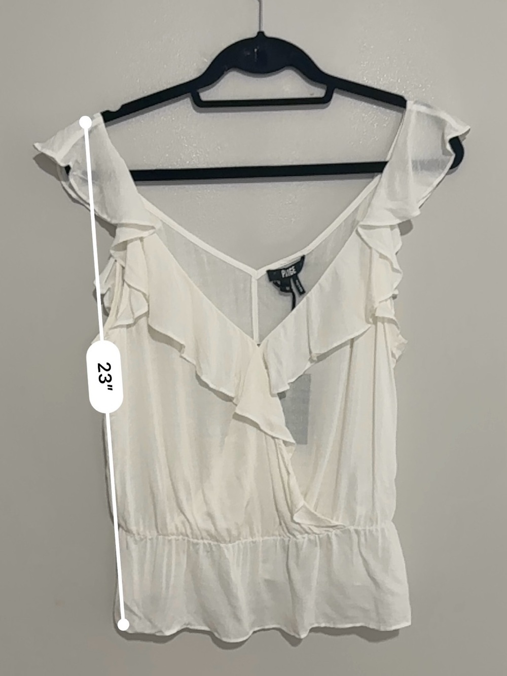 PAIGE Ivory Ruffle Wrap Blouse Sleeveless V Neck Peplum Romantic Feminine Top - Picture 6 of 8